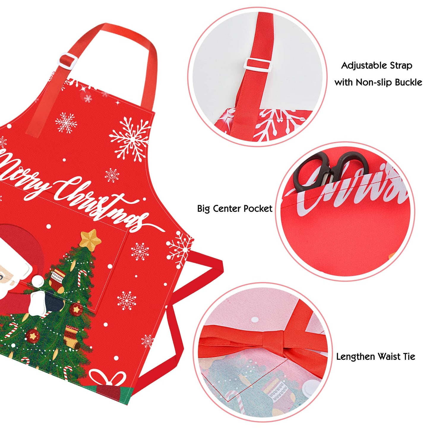 PASHOP 2 Pack Kids Christmas Apron Toddler Christmas Apron With Pockets for Kids Girls Boys Cooking Baking Painting