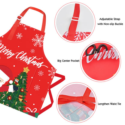 PASHOP 2 Pack Kids Christmas Apron Toddler Christmas Apron With Pockets for Kids Girls Boys Cooking Baking Painting