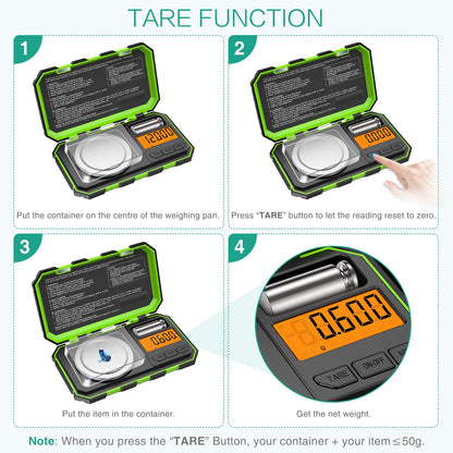 [Upgraded] ORIA Digital Pocket Scale, 50g 0.001g Mini Scale with 50g Calibration Weight, Multifunctional Kitchen Scale with Tare & LCD Backlit Display, Gift for Christmas(Battery/Tweezer Included)