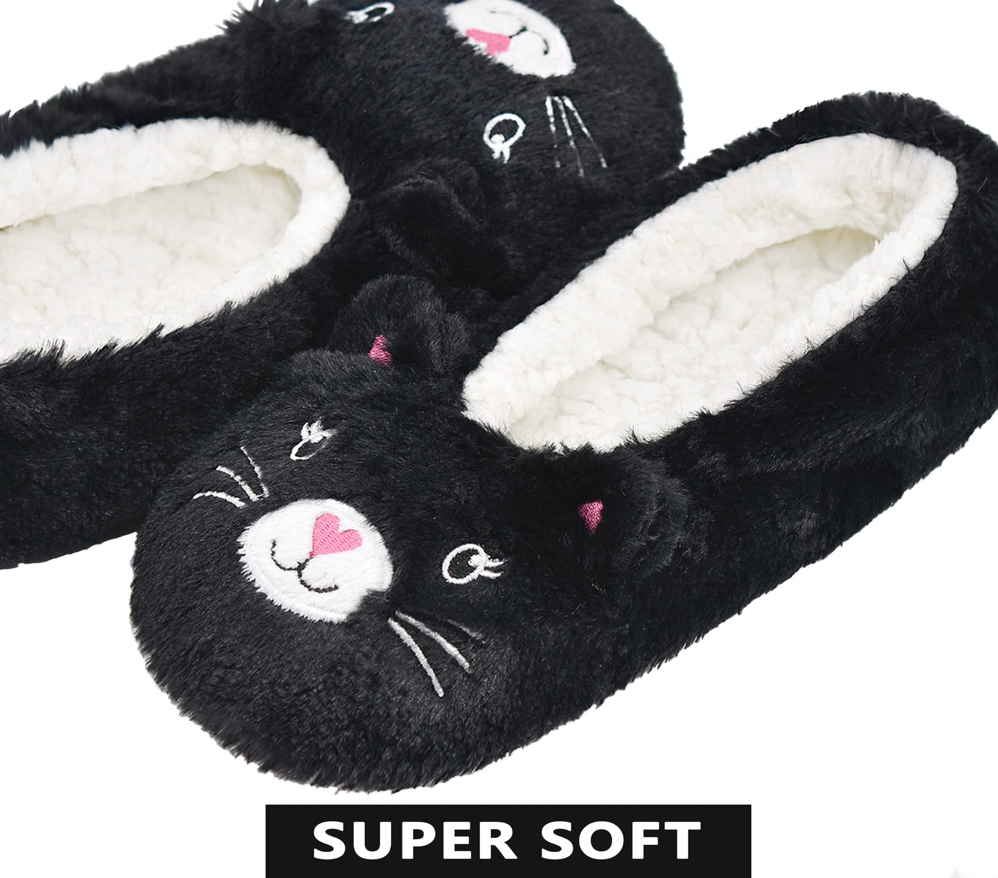 Panda Bros Slipper Socks With Non-Slip Grippers, Cute Fuzzy Warm Cat Animal House Slippers