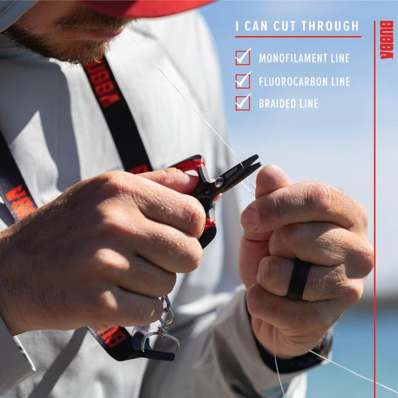 Bubba Micro Fishing Shears - Titanium-Nitride Coated Blades for Monofilament, Fluorocarbon & Braided Line | Compact & Durable Design