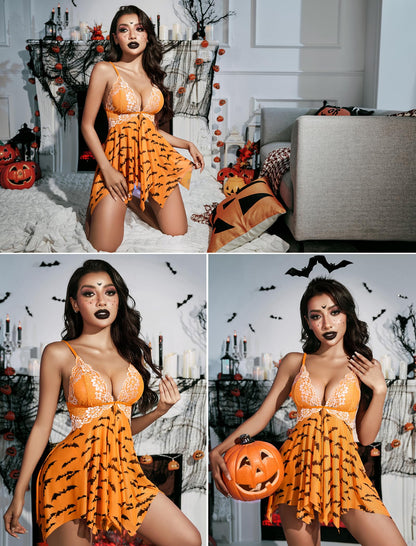 Avidlove Halloween Lingerie for Women Lace Babydoll Strap Chemise Front Closure Nightgown Sexy Sleepwear V Neck Nightwear