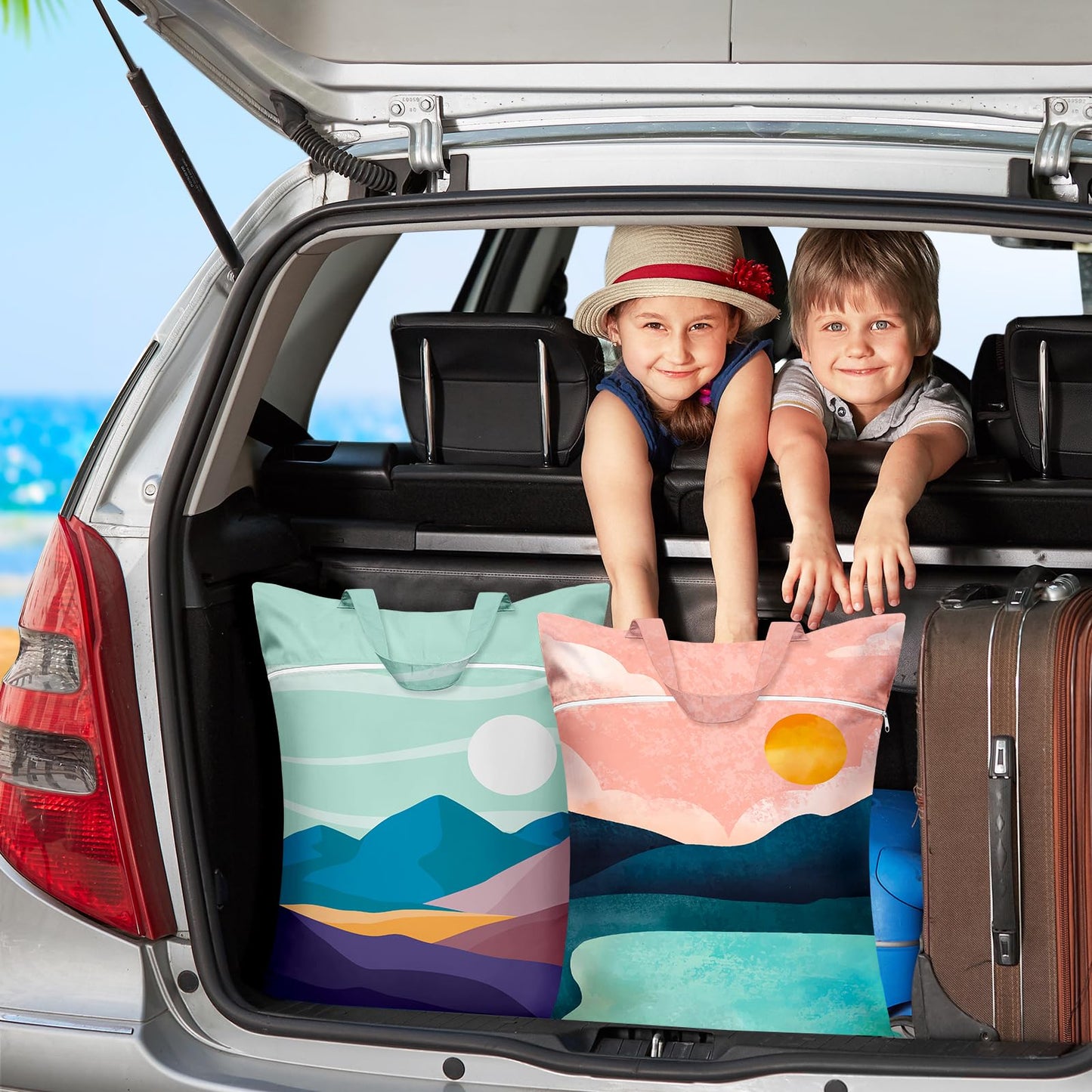 2 Pcs Large Travel Laundry Bags - Waterproof with Handle, Washable Dirty Clothes Bags for Travel, Wet/Dry, Gym, Swimming Pool & College Dorm