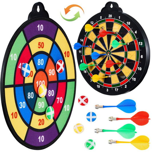 moopok Large Size 16in 2in1 Magnetic Dart Board for Kids and Adult,with 12 Magnetic Darts+12Sticky Balls,Safe Dart Game Set for 3-12 Year Old Kids and Adults,Fun Family Game Friends Gifts