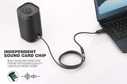 DUKABEL USB Headphone Adapter, External Sound Card with TRRS 4 Pole Jack, Mic-Supported USB to 3.5mm Audio Apdater for PC PS4 PS5 and More [9.8 inch]