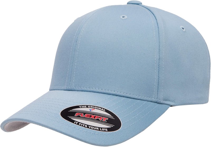 Flexfit Men's Wooly Combed Twill Fitted Baseball Cap, Carolina Blue, Large-X-Large