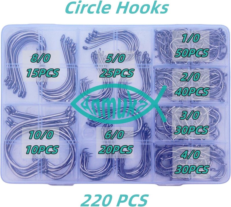 Fishing Circle Hooks - 2X Strong Octopus & Catfish Hooks Set | 170PCS/220PCS for Saltwater & Freshwater