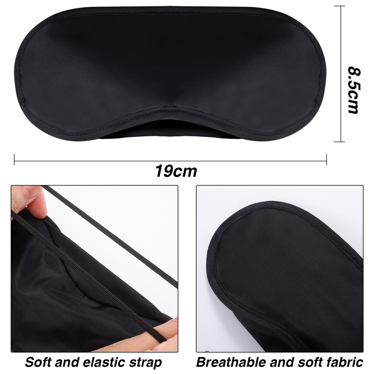 Hicarer 15 Pack Eye Mask Sleeping Blindfold Soft Eye Shade Cover with Nose Pad and Adjustable strap for Travel Sleep, Black