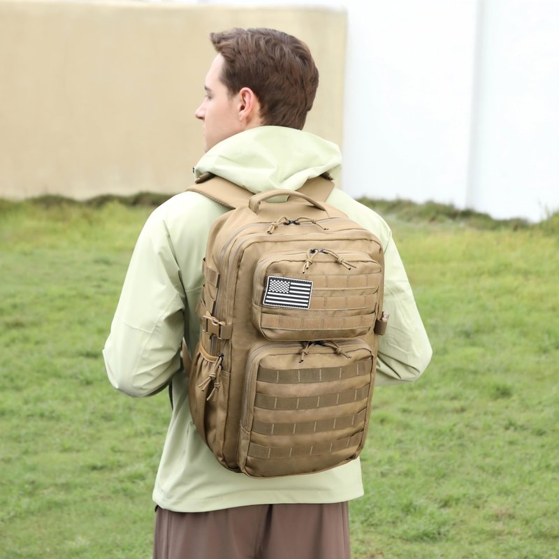 Wotony Military Tactical Backpack for Men Waterproof Daypack 3 Day Assault Pack Molle Bag with Water Bottle Holder (khaki, 35L)