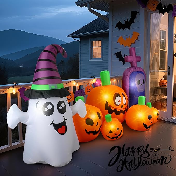 Inflatable Decoration for Inflatable Decoration in Outdoor Courtyards, Indoor Gardens, and Lawns (Pumpkin Tombstone)