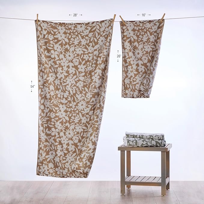 SKL Home Bedford Floral 100% Cotton Premium 2-Piece Hand Towel Set, 600 GSM