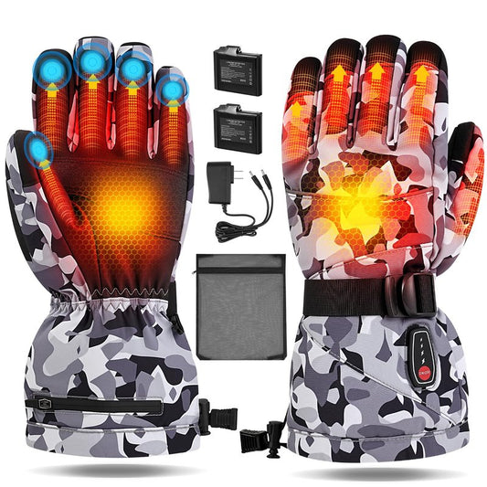 Acroutro Heated Gloves for Men&Women, 5-Temp Settings Camouflage Rechargeable with 7.4V 6400mAh Rechargeable Battery, Waterproof Touchscreen Winter Gloves for Skiing,Motorcycle, Work, Hunting（L）
