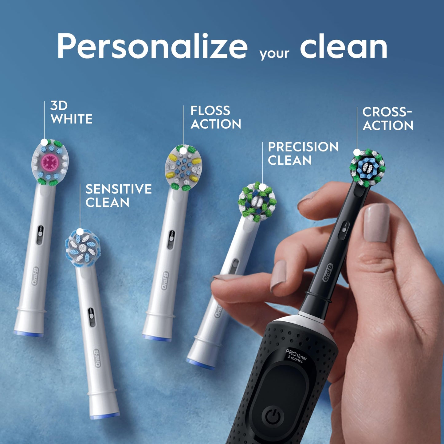 Oral-B Vitality Pro 2x Electric Toothbrushes For Adults, 2 Toothbrush Heads, 3 Brushing Modes Including Sensitive Plus, 2 Pin UK Plug, Black & Purple