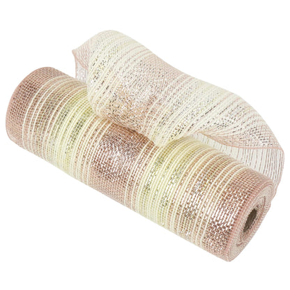 MEEDEE Christmas Mesh Ribbon for Wreath Gold Silver and Rose Gold Ombré Deco Mesh 10 Inch Christmas Metallic Mesh Crafts Supplies for Xmas Tree Garland Staircase Mailbox Centerpiece Swag (30 Feet)