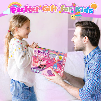 Tragik Track Toys for 3-6 Year Olds, Princess Construction Toys for 3-6 Year Old Girls - Race Tracks & Cars Gift Set