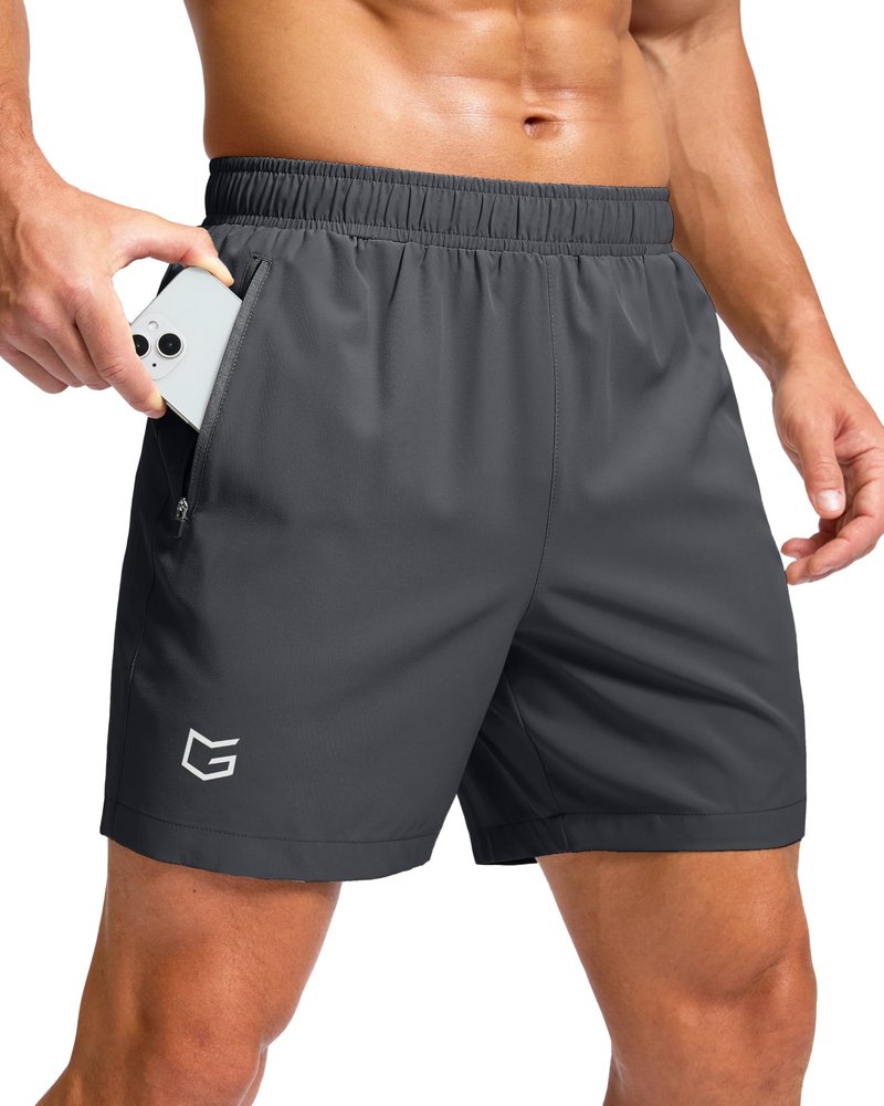 G Gradual Men's Athletic Running Shorts with Zipper Pockets Quick Dry 7"/ 5"/ 9" Workout Gym Shorts for Basketball Hiking(Dark Grey,5XXXL)
