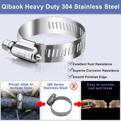 Hose Clamp- Qibaok 120 PCS Stainless Steel Hose Clamps Assortment Kit 1/4''–1-1/2'' Worm Gear Clamps for Fuel Line, Plumbing, Automotive, Mechanical Applications, Pipe, Tube, Radiator, Garden