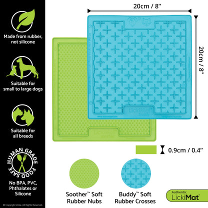 LickiMat 2-Pack Classic Soother and Buddy, Dog Feeding Mat for Boredom and Anxiety Relief, Ideal for Food, Treats, Yoghurt or Peanut Butter, Lick Mats, Fun Alternative to a Slow Feeder Bowl