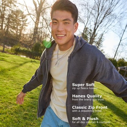 Hanes Mens Hoodie, Ecosmart Fleece Full-zip Zip-up Hooded Sweatshirt For Athletic-hoodies, Navy, Medium US