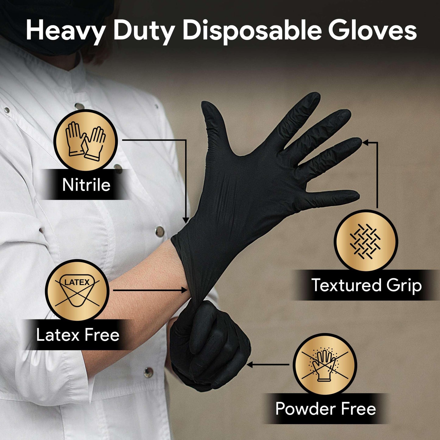 6 Mil Black Nitrile Gloves Medium, Heavy-Duty Disposable Gloves for Mechanics, Food Prep, and Medical Use - Powder-Free, Latex-Free, Extra Thick & Puncture-Resistant Rubber Glove - 50 Count