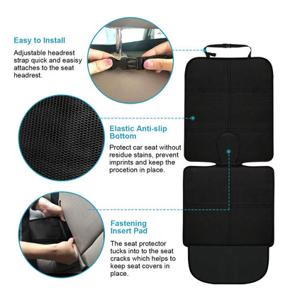 Car Seat Protector,Baby Kids Car Seat Protectors for Child Seats,Waterproof Fits Isofix with Thickest Padding & Padded Cover & Mesh Pockets & Universal Size(Black, 1 Pack)