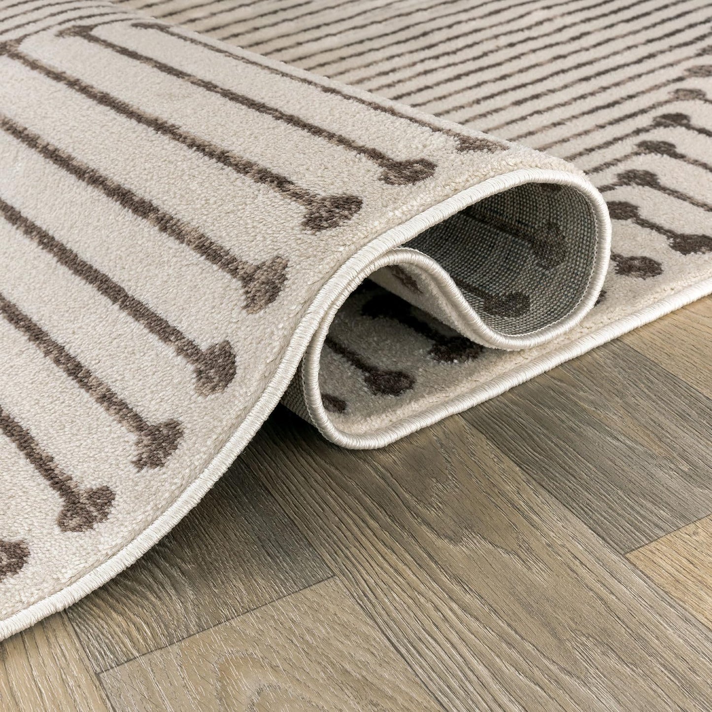 Rugshop Beige and Brown Geometric Area Rug – Soft Abstract Line Pattern Carpet for Living Room, Bedroom, or Office – Contemporary Neutral Decor Accent 4' x 6' Beige
