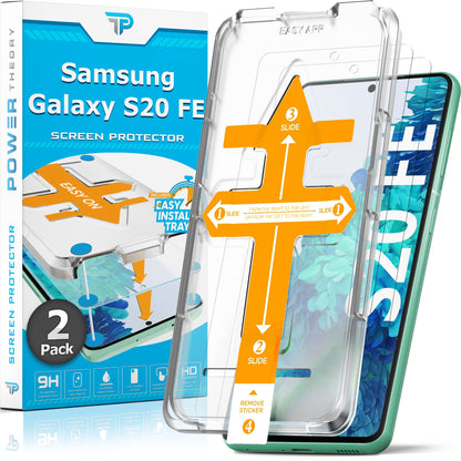 Power Theory Designed for Samsung Galaxy S21 FE 5G Screen Protector Tempered Glass [9H Hardness], Easy Install Kit, 99% HD Bubble Free Clear, Case Friendly, Anti-Scratch, 2 Pack