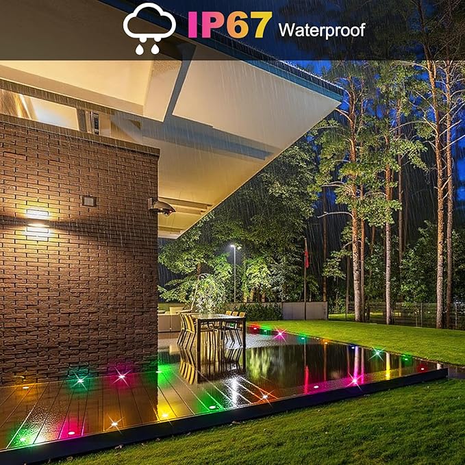 FVTLED Single Dynamic RGBW LED Deck Light, Φ1.77 Low Voltage RGBW Outdoor Step Lighting In-ground Landscape Pathway Patio Stair Decor Lamp(Black)