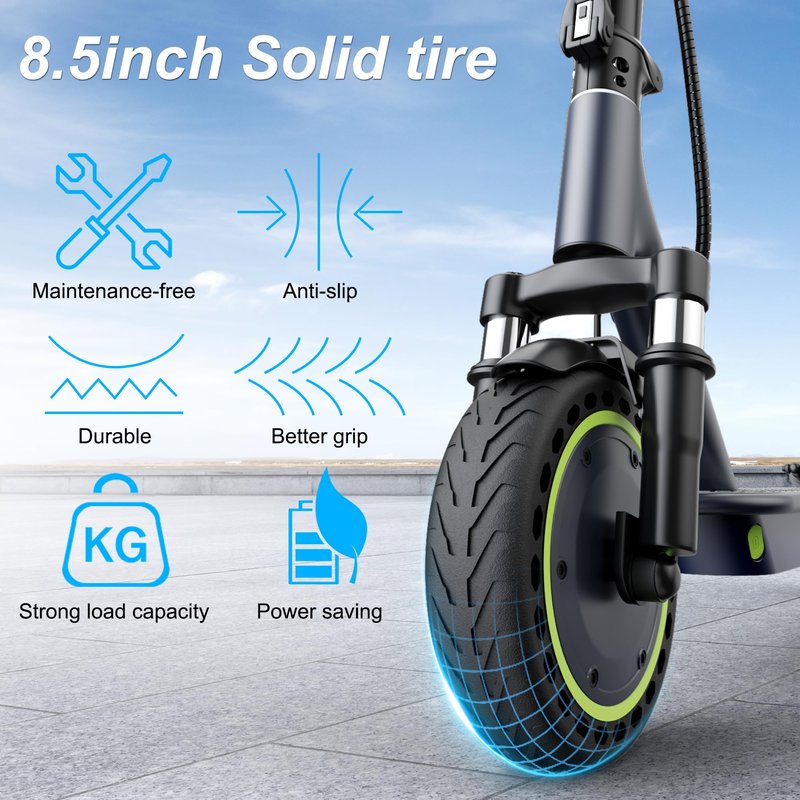 Roinside Adults Electric Scooter with Quadruple Shock Absorption, 350W Motor Up to 19MPH and 23 Miles Long-Range Portable Foldable Commuting Scooter for Adults with Double Braking System and App