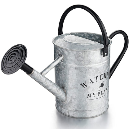 Garutom Galvanized Watering Can for Outdoor Indoor Plants, 1 Gallon Decorative Countryside Style Water Can with Removable Spout, Perfect Metal Watering Can for Indoor Plants and Garden Flower