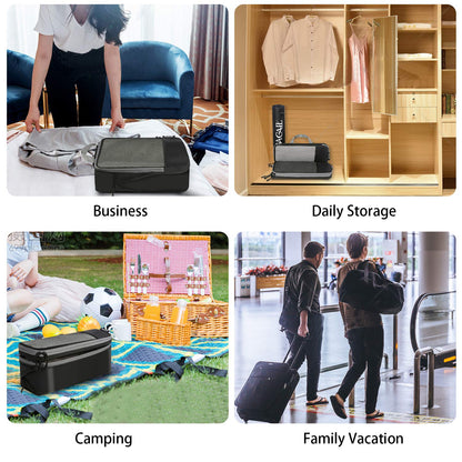 BAGAIL 4 Set/6 Set/8 Set Compression Packing Cubes Travel Accessories Expandable Packing Organizers (Half Mesh, 6-Black)