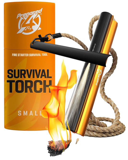 Fire Starter Survival Tool - All-in-One Patented Flint and Steel Fire Starter Kit - Ferro Rod Fire Starter with 36" Waterproof Tinder Wick Rope and Steel Fire Striker | Prepared4X