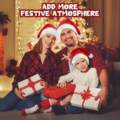 tgosomt Santa Hat, Light up Christmas Hats, Santa Hat with LED Lights for Adults & kids Christmas Gifts