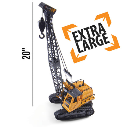 Top Race 12-Channel RC Remote Control Construction Crane Tractor - 1:24 Scale, Perfect for Kids Ages 3+