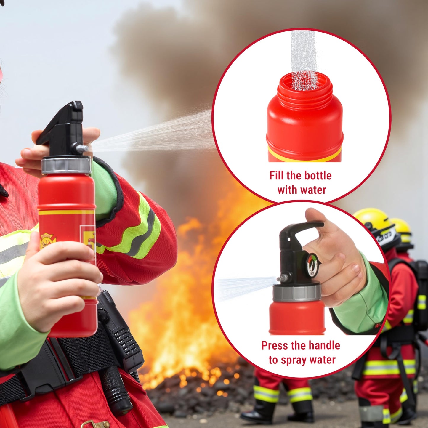 Spooktacular Creations Halloween Boys Fireman Costume, Firefighter Costume for Kids, Red Toddler Fireman Jumpsuit Accessories Set for Dress-up and Roleplay Party (3T, 3-4 yrs)