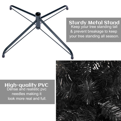 Sunnyglade 6 Ft Halloween Black Premium Artificial Christmas Tree 1000 Tips Easy to Assemble with Christmas Tree Stand (6 ft)