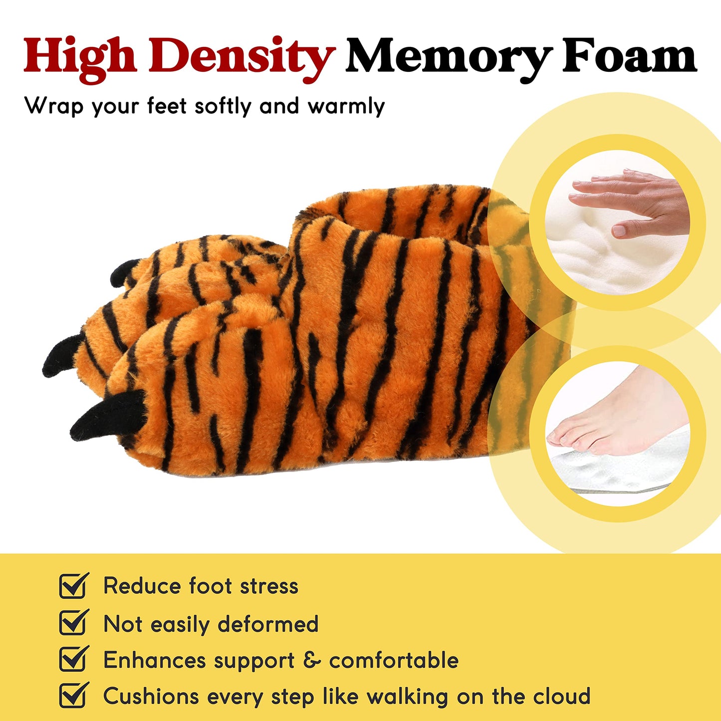 Aopuro Women Plush Animal Paw Slippers - Funny Novelty Bear Claw Plush Slippers with Memory Foam for Gifts, Halloween & Christmas