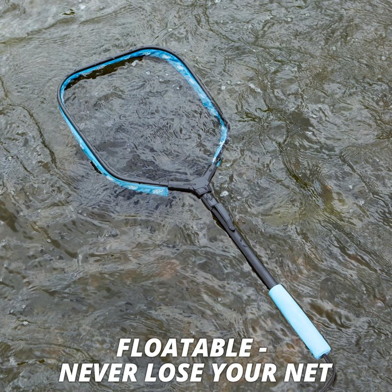 Collapsible Fishing Net - Floating Landing Net with Rubber Coated Polyethylene for Bass & Trout | Ideal for Kayak & Boat Fishing