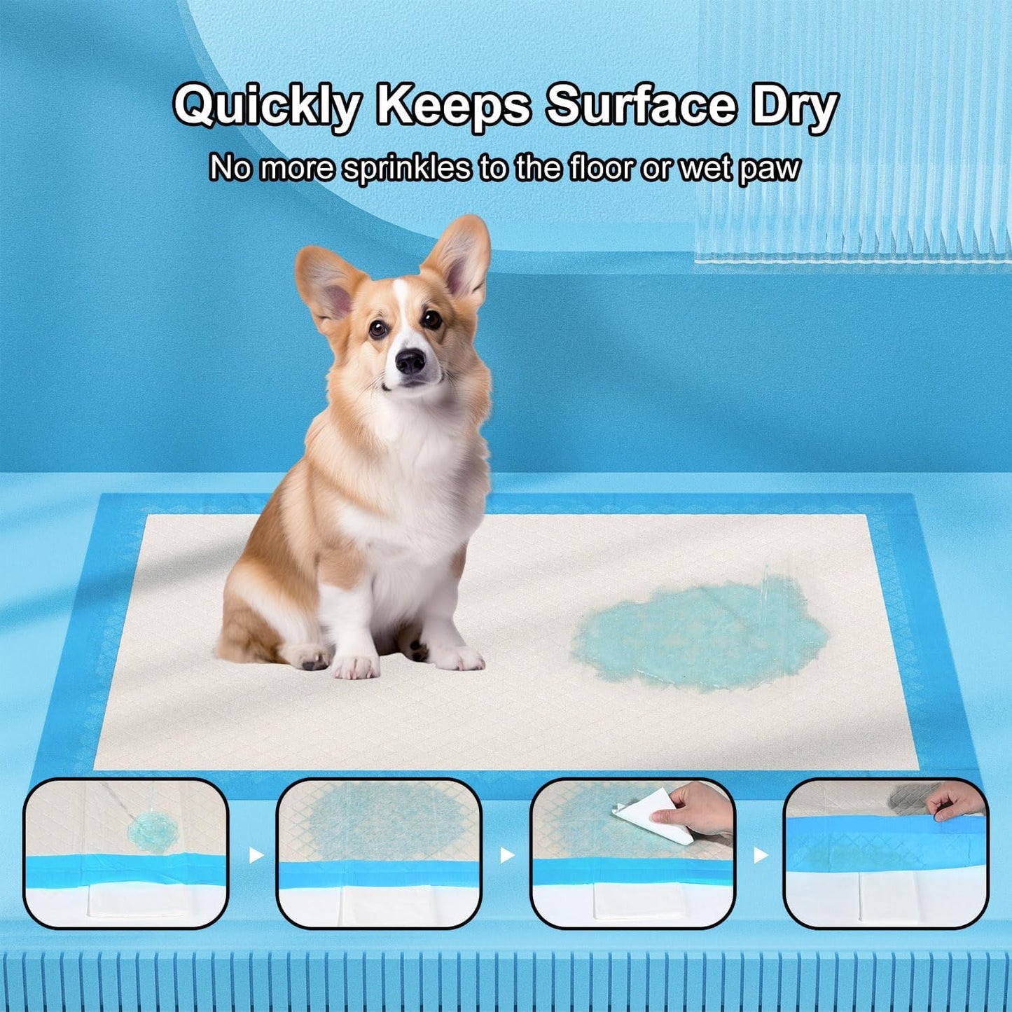 Gardner Pet Extra Large Puppy Pads 70x85cm, Ultra Absorbent Thicker Puppy Training Pads, 6 Layers of Leak-proof, Edge-Wrapping, Fast Drying, Suitable for Dogs, Cats, Rabbits (30 Pack, Blue)