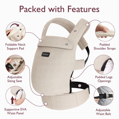 Momcozy Baby Carrier - Ergonomic, Cozy and Lightweight Carrier for 3-24 Months, Effortless to Put On, Ideal for Hands-Free Parenting, Enhanced Lumbar Support, Khaki