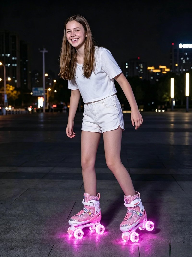 HUANOVIX 4 Sizes Adjustable Kids Roller Skates for Girls Boys Toddlers Youth Teens, 4‑Wheel Quad Skates with All Light Up Wheels, for Indoor Outdoor Sports