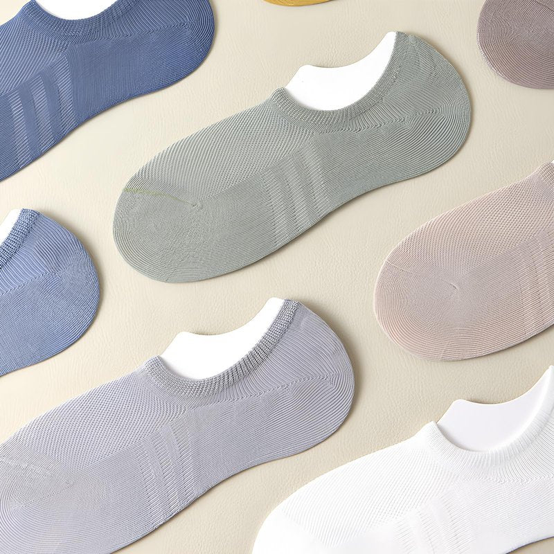 Antcherabo No Show Trainer Socks Mens, 8 Pairs Invisible Low Cut Thin Breathable Casual Short Mesh Socks with Heel Grip
