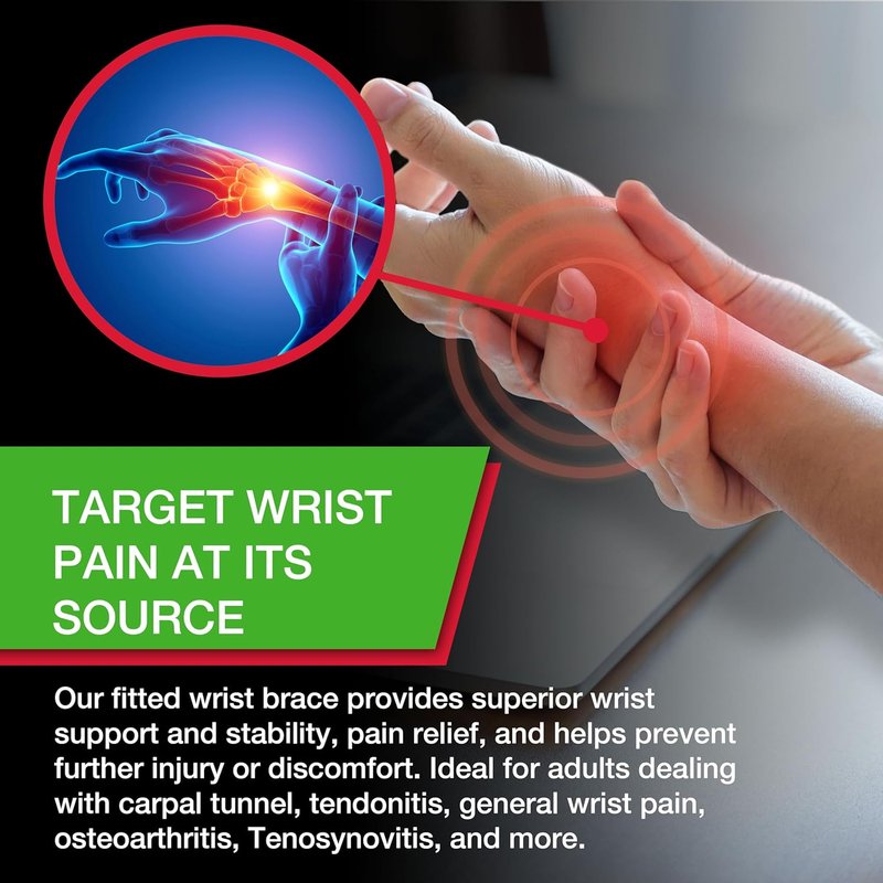 MUELLER Wrist Brace for Men & Women - Pain Relief Support for Carpal Tunnel & Arthritis | Black, Small/Medium