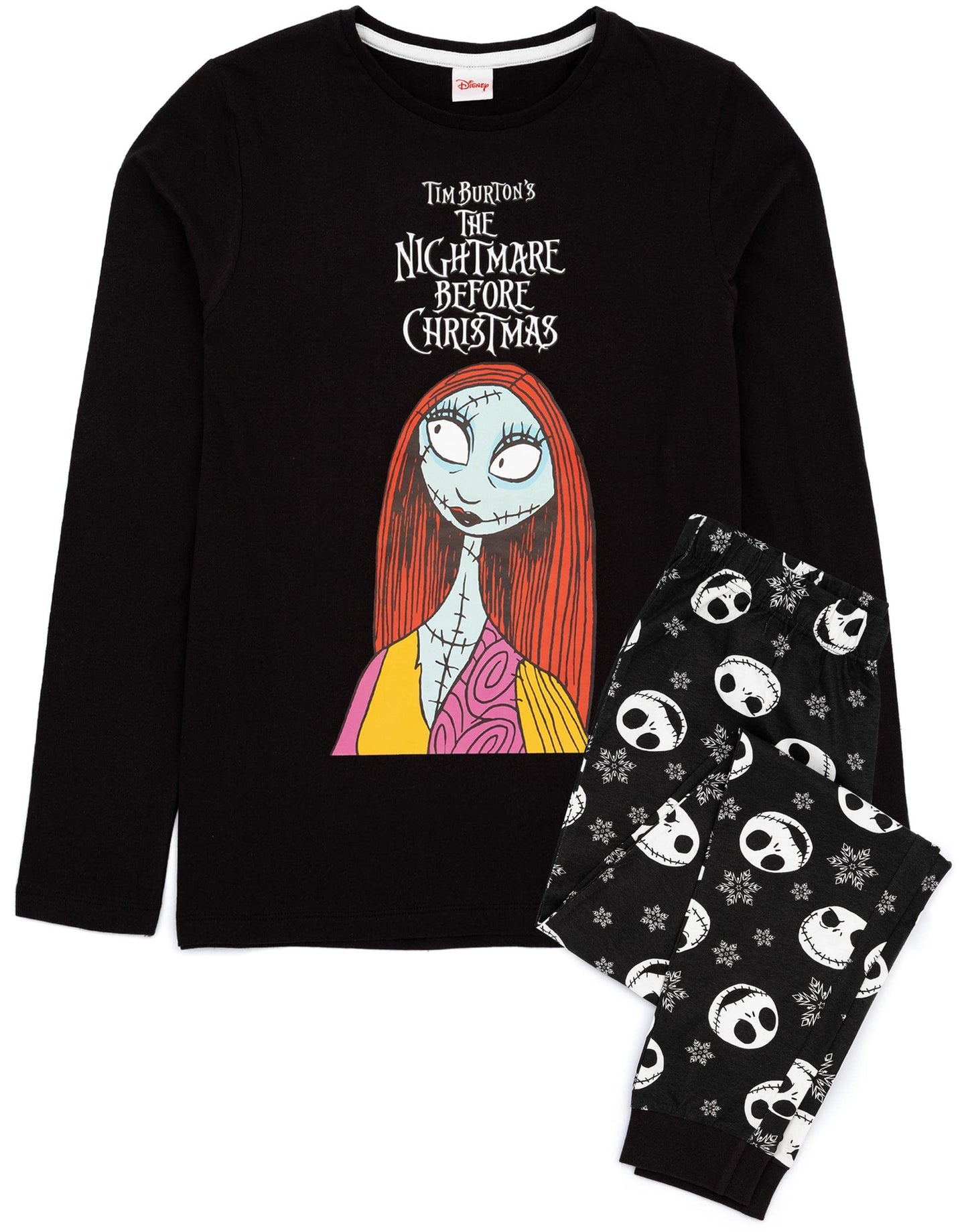 Disney The Nightmare Before Christmas Womens Pajamas | Jack Skellington Sally Halloween Matching Long Sleeve Long Leg PJ Set