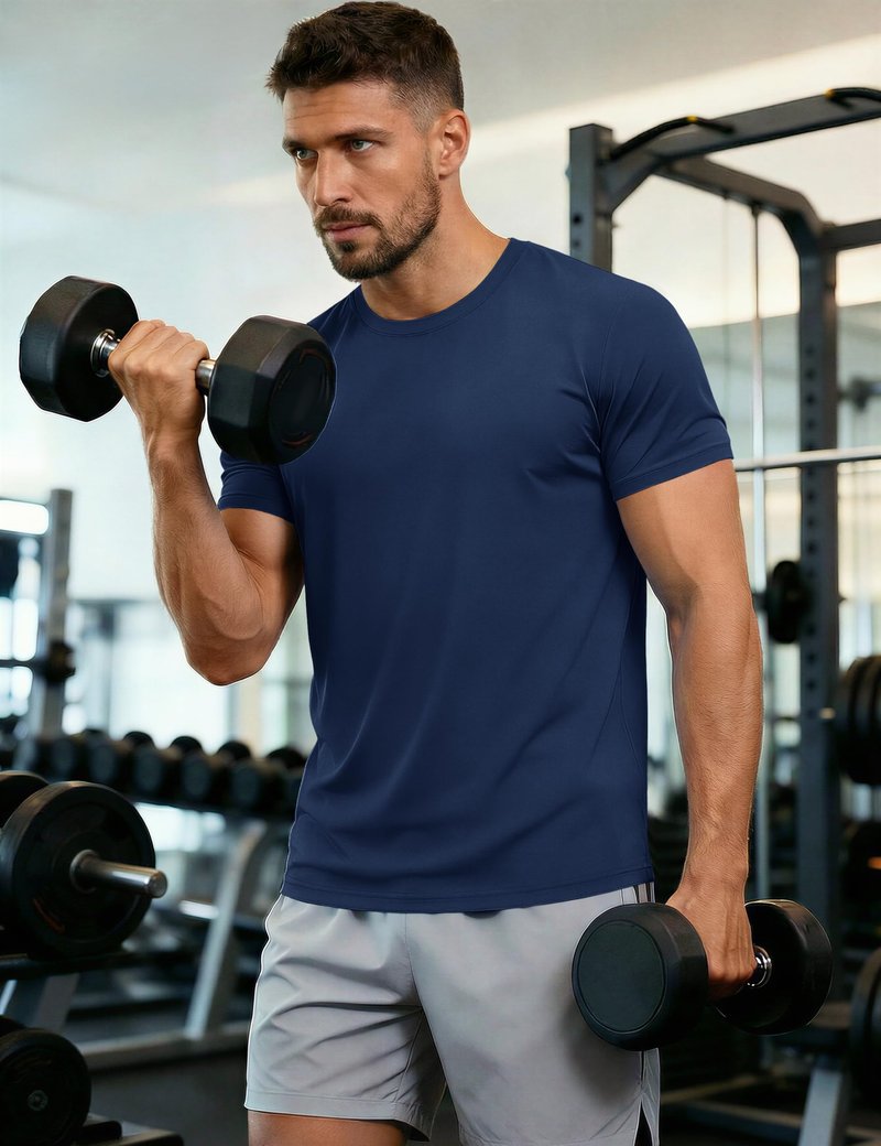 Sun Shirts for Men Summer Crew Neck Short Sleeve Rash Guards Shirts Active Dry Fit Shirts