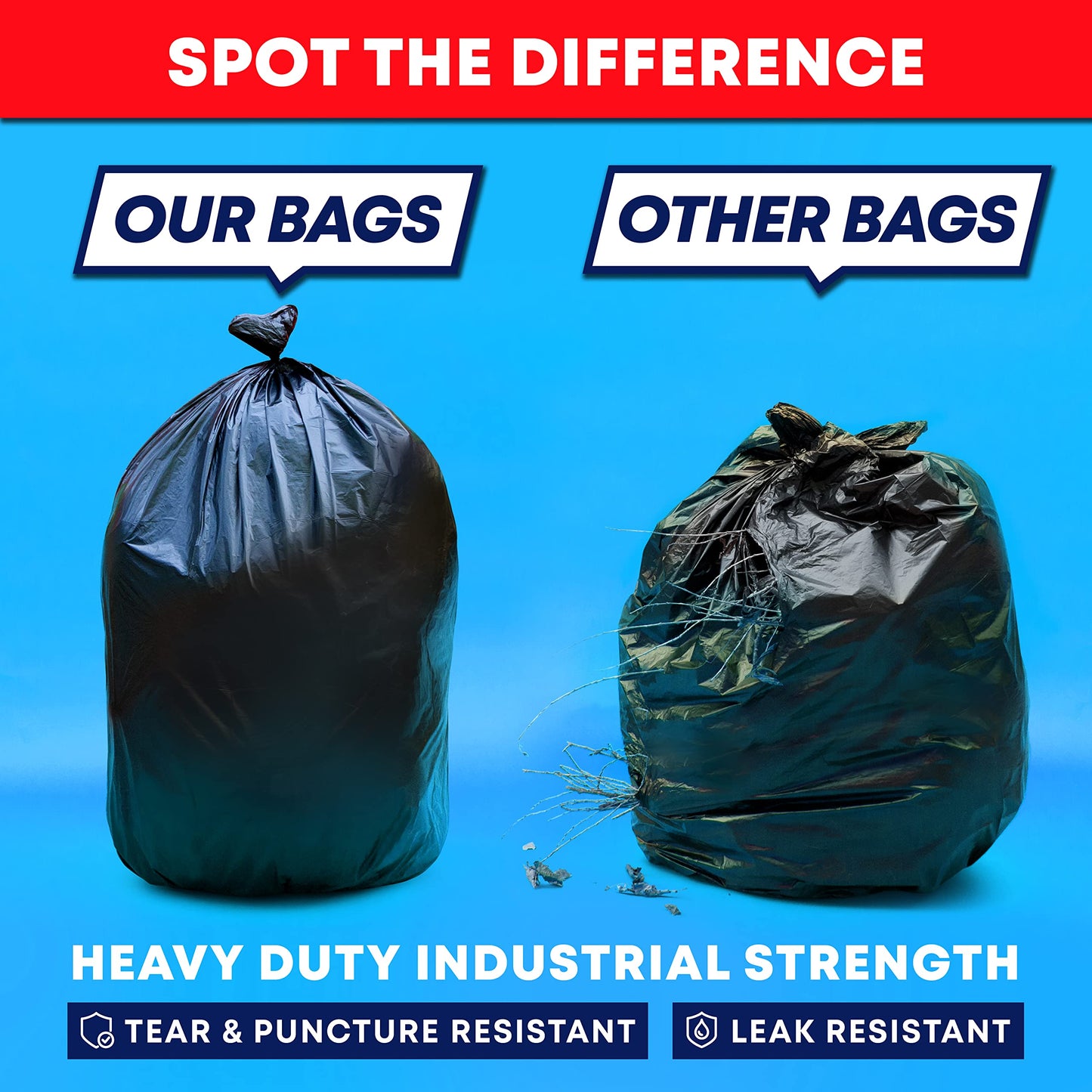 Veska 95-96 Gallon Trash Bags Heavy Duty (Huge 50 Bags W/Ties) 95-96 Gallon Trash Bags Large Black Heavy Duty Can Liners, Large 90-100 Gallon Garbage Can Liners