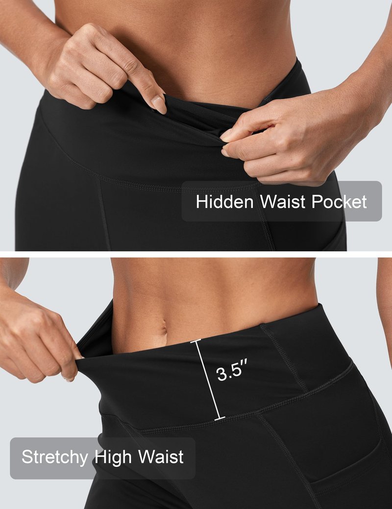 ISEEGZ 18" Capri Pants for Women High Waist with Pockets Women's Capris Workout Yoga Pants Loose Straight Leg Black