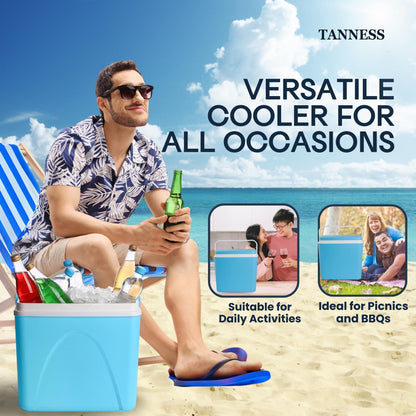 Tanness 24L Cool Box – Compact Insulated Ice Cooler Box for Hot or Cold Food and Drinks – Portable Ice Cooler for Camping, Picnics, Festivals, Travel, Beach, BBQs & Outdoor Adventures
