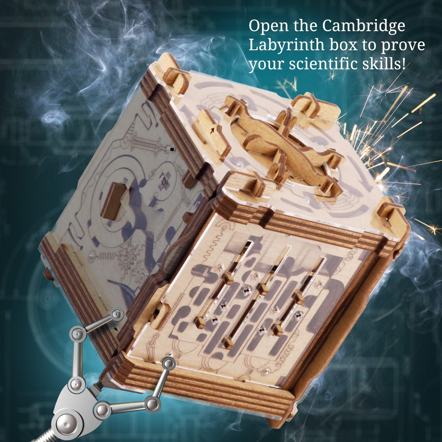 iDventure Cluebox - Cambridge Labyrinth - Escape Room game - Puzzle box - 3D wooden puzzle - gift box - maze puzzle - 3D puzzles for adults - brain teaser - birthday gift gadget for men - money box