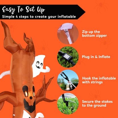 Joiedomi 8 FT Halloween Inflatable Scary Tree with Ghost Decorations, Pumpkin and Tombstone, Blow Up Inflatables with Build-in LEDs for Halloween Party Indoor, Outdoor, Yard, Garden, Lawn Decorations